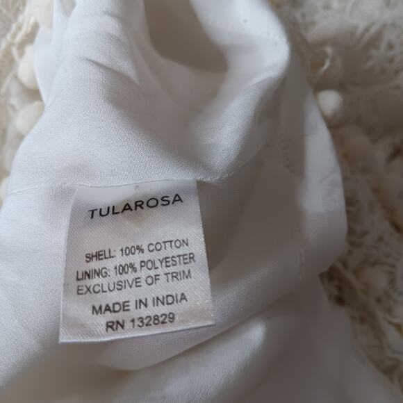 TULAROSA Boho Crochet Crop Top Blouse Shirt Cottage Fairy Cotton Off-White Cream - Picture 9 of 11